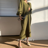 Work Dresses for Girls Autumn and Winter Knitted Dress Women's Loose Sweater Skirt