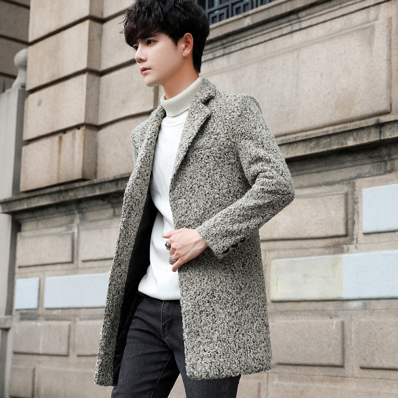 Men's Autumn Winter Coat Lapel Lamb Wool Coat