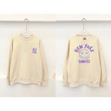 Yankees Autumn Printed Smiley Face NY Graffiti Casual Loose Couple Hoodie