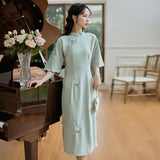 Women Cottagecore Dress Cheongsam Daily Dress Summer Style