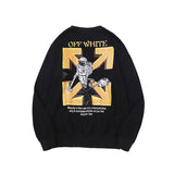 Off White Sweatshirts Long Sleeve round Neck Sweater Autumn and Winter Astronaut Vacuum Cleaner Pattern Terry Sweater for Men and Women