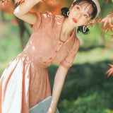 Women cottagecore Dress Summer Vintage Dress Patchwork Skirt