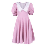 Women Autumn Dresses Mini Dress Sexy Retro V-Shaped Polka Dot Puff Sleeve Short Skirt Dress