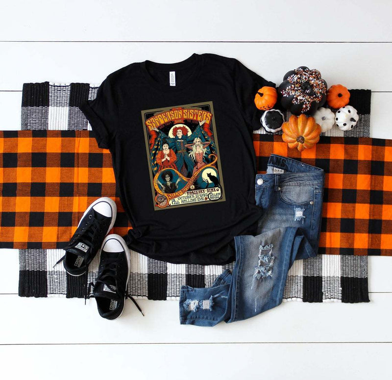 Halloween Costumes Sanderson Witch Pumpkin Print Round Neck T-shirt For Women