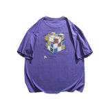 Men T Shitrs Cartoon Rubik 'S Cube Printed Round Neck T-shirt