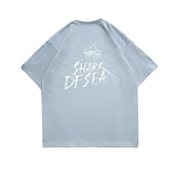 Shark Letter Print Short-Sleeve T-shirt Men's Summer Couple Wear Trendy Loose Tee
