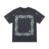 We11done T Shirt Leaf Album Frame Printing Loose Men's and Women's round Neck Short Sleeve Cotton