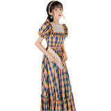 Women Cottagecore Dress Summer Puff Sleeve Dress