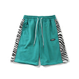 Men's Tshirts Stitching Zebra Print Casual Shorts Men's Loose Track Pants Summer