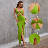 Women Bodycon Dress Spring and Summer Evening Dress Fluorescent Color Sexy Suspender Dress