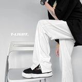 Men Suit Pants Men's Summer Straight Wide Casual Trousers
