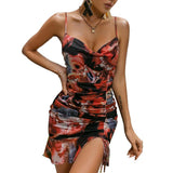 Home Dresses Summer Multi-Color Printed Sling Slim-Fit Sexy Dress
