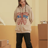 Skeleton Hoodie Skeleton Printed Zipper Jacket Cardigan Hoodie