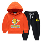 Children Pokemon Pikachu Hoodie & Pant Set Fleece Lined Padded Warm Keeping Winter Clothes