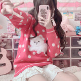 Pastel Gothic Lolita Harajuku Style Clothing Puppy Long Sleeve round Neck Sweater