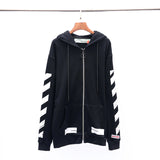 Off White Zipper Hoodie Off SATINE Arrow Pattern Cardigan Zipper Hoodie Coat