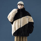 Men's Autumn Winter Coat Stand Collar Color Matching Cotton-Padded Coat