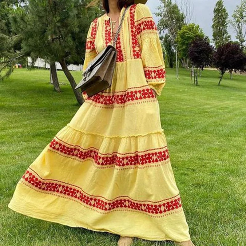 Beth Dutton Bohemian Dress Summer Spring Midi Dresses Autumn Women Dress Printed Long Sleeve Suspender Dress
