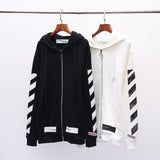 Off White Zipper Hoodie Off SATINE Arrow Pattern Cardigan Zipper Hoodie Coat