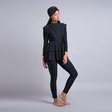 Burkini Swimwear Muslim Fashion Outfits Plus Size Long Sleeve Trousers Black Slimming Women's Swimwear