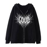 Skeleton Hoodie Winter Fleece Women's Long Sleeve Hoodie Heart-Shaped Clothes Printed Zipper