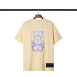 We11done T Shirt Double-Sided Bear Letter Printing Men's and Women's round Neck Short Sleeve Cotton