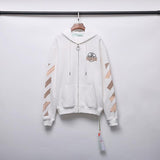 Off White Hoodie Printed Cotton Sweater Zipper Coat Owt Casual Fashionable