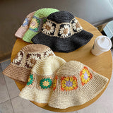 Straw Hat Flower Hand-Woven Straw Hat for Women
