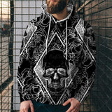 Skull Hoodie Autumn Skull Poker Printing Men's Sweater