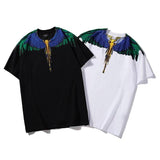 Marcelo Burlon T Shirt Fashion Brand Forest Parrot Wings Feather Printed Short Sleeve T-shirt Men and Women BF Half Sleeve