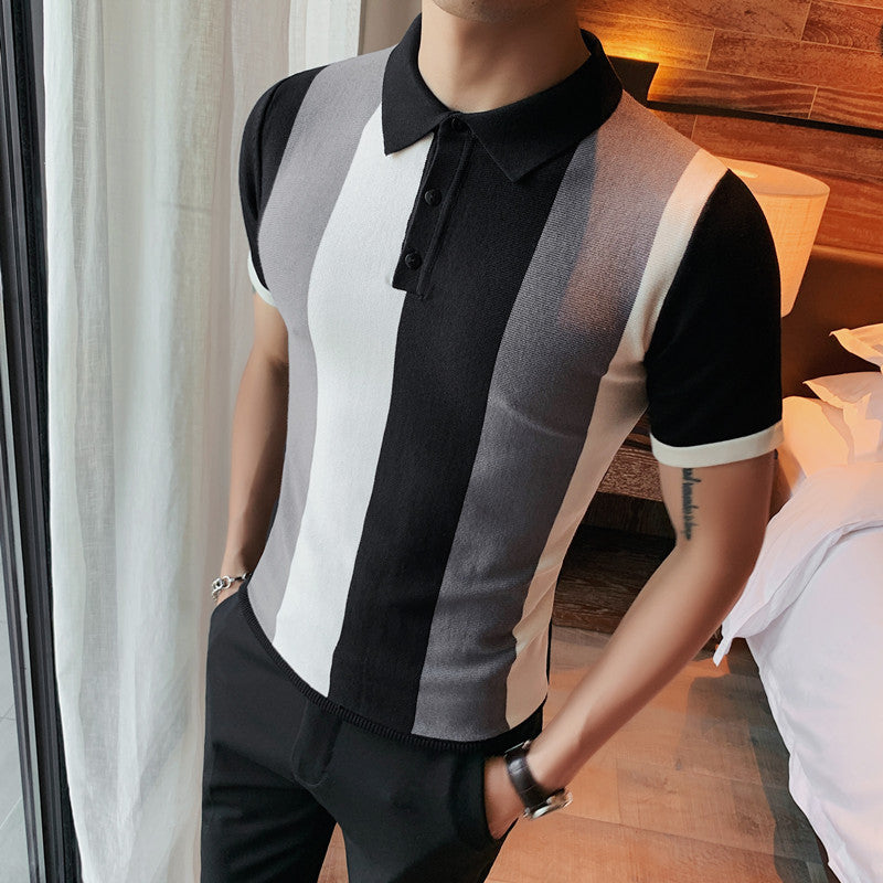 Men Polo Shirts Knitted T-shirt Men Summer Lapels