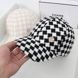 Vintage Check Baseball Cap Black and White Plaid