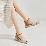 Nude Wide Fit Block Heels Chunky Heel Sandals
