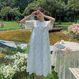 Gothic Lolita Harajuku Style Clothing Embroidered Midi Short Sleeve Dress