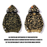 Shark Print Jacket Shark Head Skull Color Double Hood Thin Fleece Hoodie Male and Female Large Size Coat
