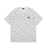 We11done T Shirt High Quality Printed Reflective Stripe Corrugated Loose Men's and Women's round Neck Short Sleeve Cotton