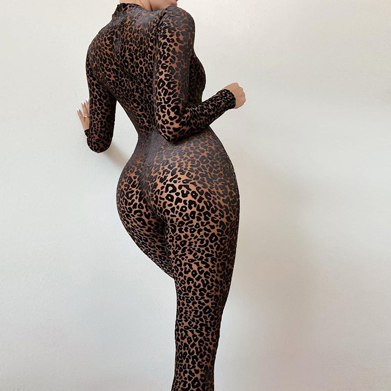 Autumn Fashion Sexy Women Clothing Slim-Fit Long-Sleeved Back Zipper Casual Jumpsuit