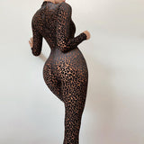 Autumn Fashion Sexy Women Clothing Slim-Fit Long-Sleeved Back Zipper Casual Jumpsuit