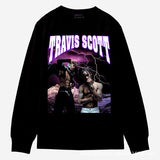 Travis Scott Shirt Hip Hop Youth Small Neckline Oversize Long Sleeve T-shirt Autumn and Winter