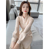 Work Dresses for Girls Autumn and Winter Knitted Dress Sweater Women