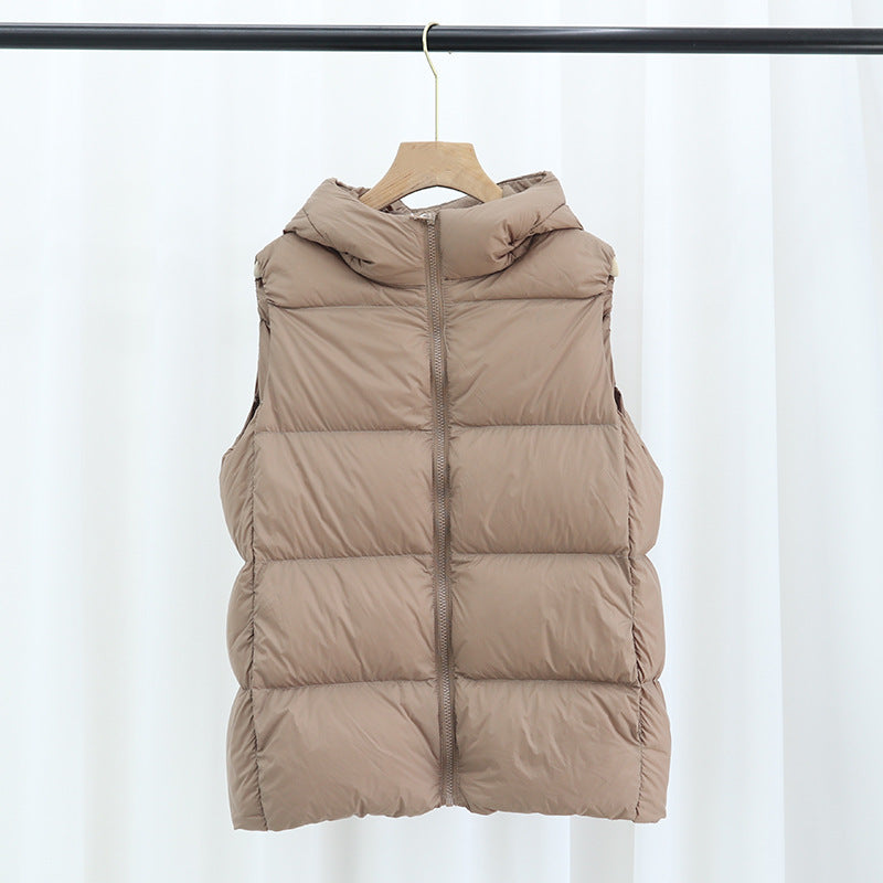 Women Winter Coats Puffer down Vest Winter Hooded down Vest Female Short Chic