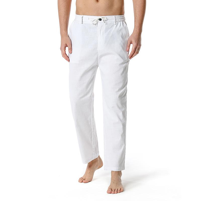 Linen Pants Straight Leg Pants Summer Spring Men's Loose Casual Light Elastic