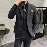 Seersucker Suit Suit Men's Business Casual Three-Piece Suit