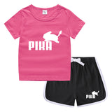 Children Pokemon Pikachu Tshirts & Shorts Casual Sports Sweat-Absorbent Suit Neutral
