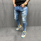 Stacking Jeans Slim Trouser Skinny Jean Men's Ripped Skinny Stretch Feet Pants Jeans Men