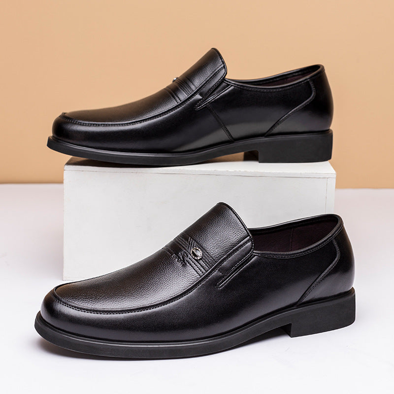 Loafers for Men Leather Shoes Men's Genuine Leather England Style Business Casual Men's Autumn and Winter Leather Shoes Breathable Soft Bottom Comfortable Loafers