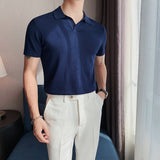 Men Polo Shirts Slim-Fit Lapel Breathable Casual Short-Sleeved T-shirt