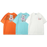 Men's Tshirts Bear Letter Printing Fashion Brand Short Sleeve T-shirt Men's Summer Trend Loose Cotton Half Sleeves