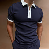 Polo Shirts Men's Zipper Color Matching T-shirt Top