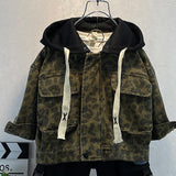 Toddler Boys Jackets Boys' Leopard Print Denim Jacket Spring and Autumn Children's